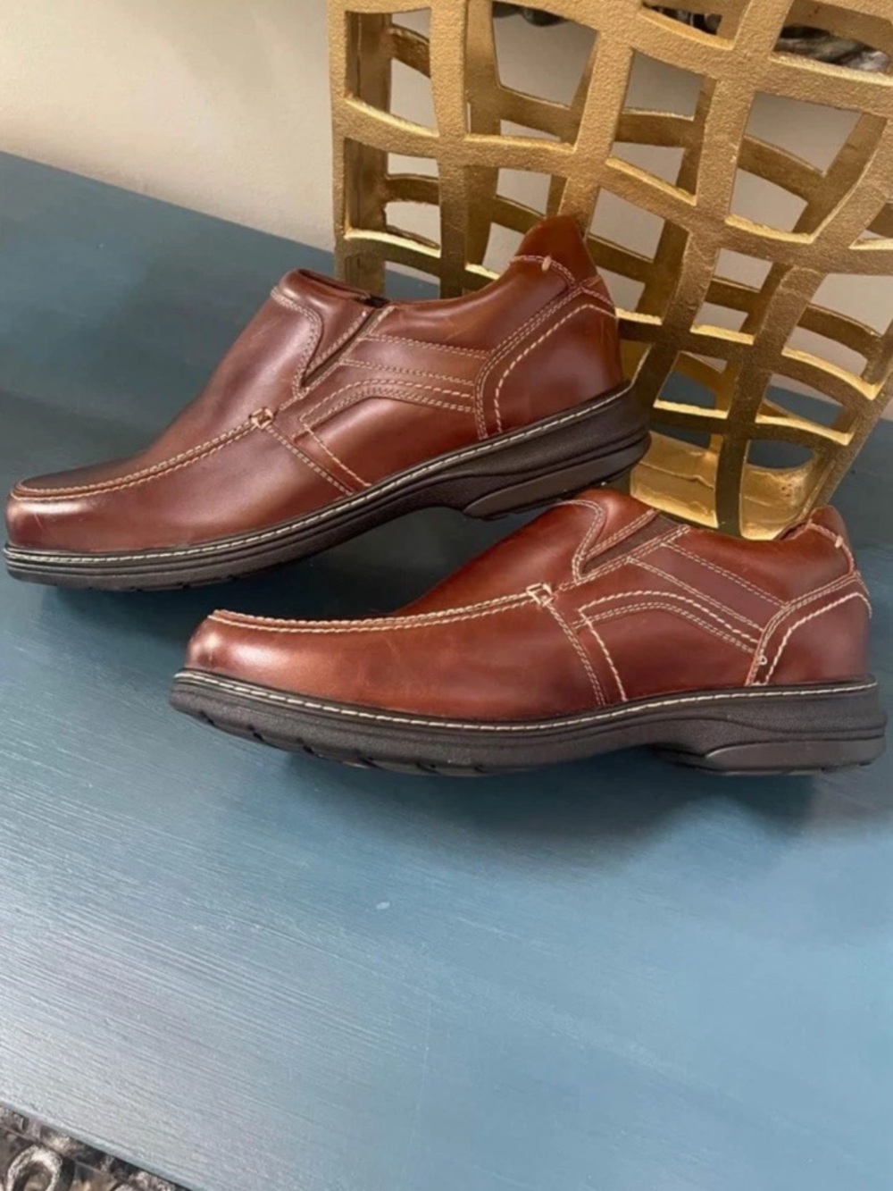 Johnson & Murphy Colvard XC4 Sz 11W Men's Brown Leather Slip-On Dress Shoes